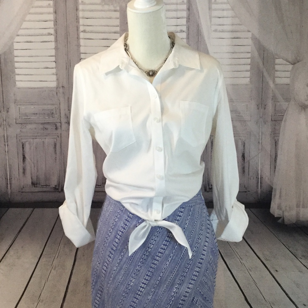 Chicos White Tyree Effortless No Iron Size 1